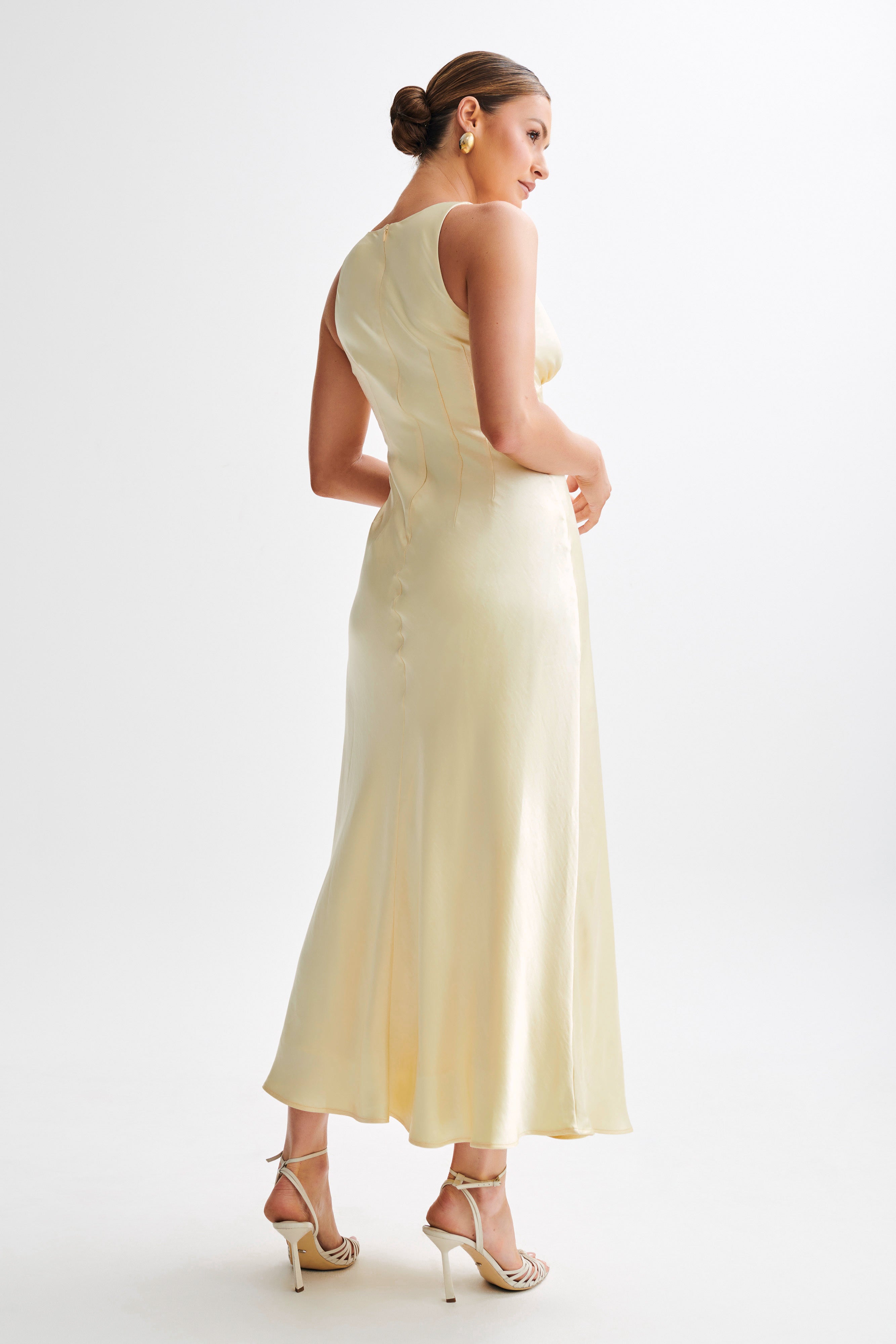 Meghan Satin Maxi Dress - Lemon Sorbet