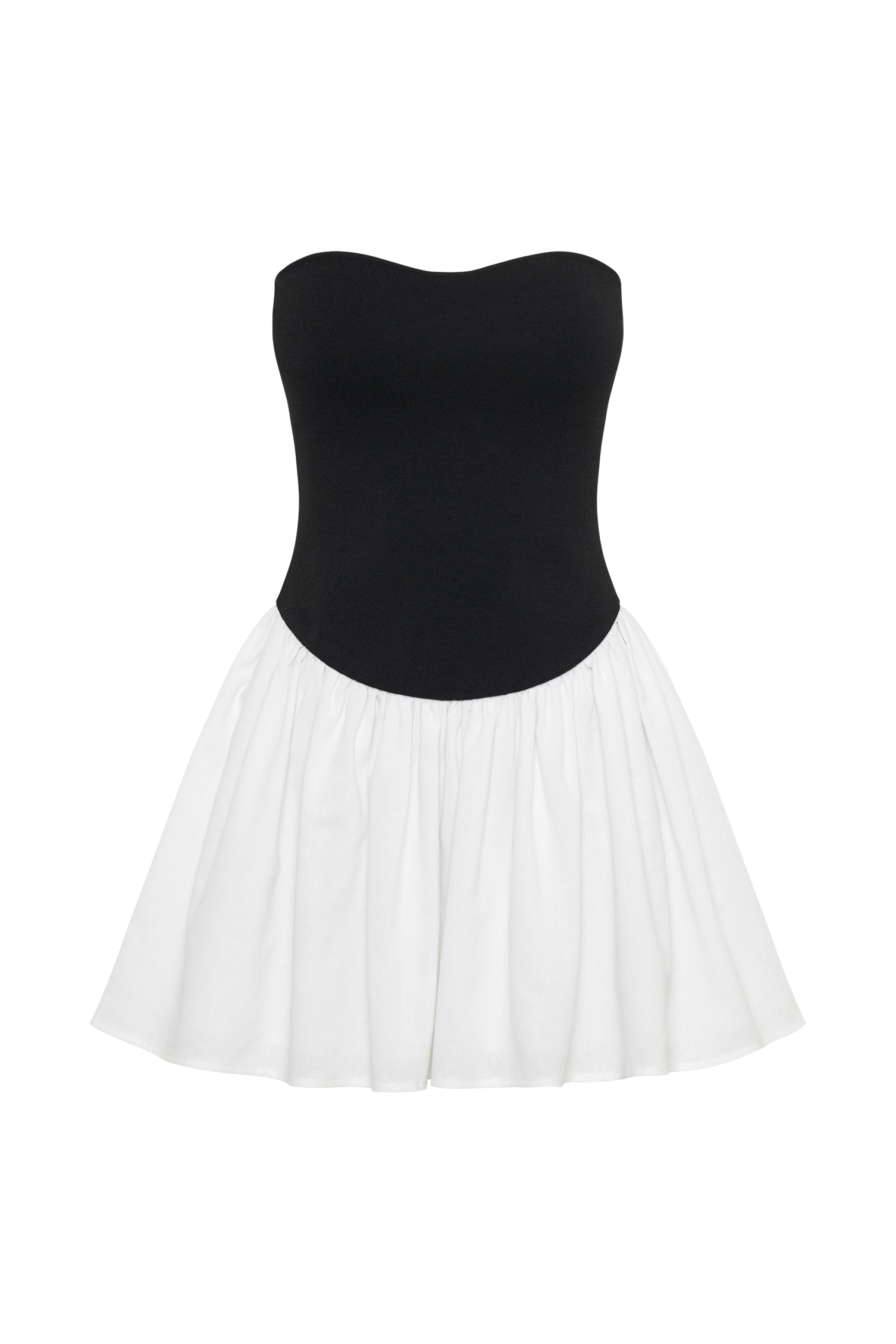 Hannah Knit And Linen Mini Dress - Black/White
